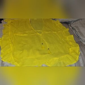 NWT Yellow Sheer Swim Coverup with Tassels